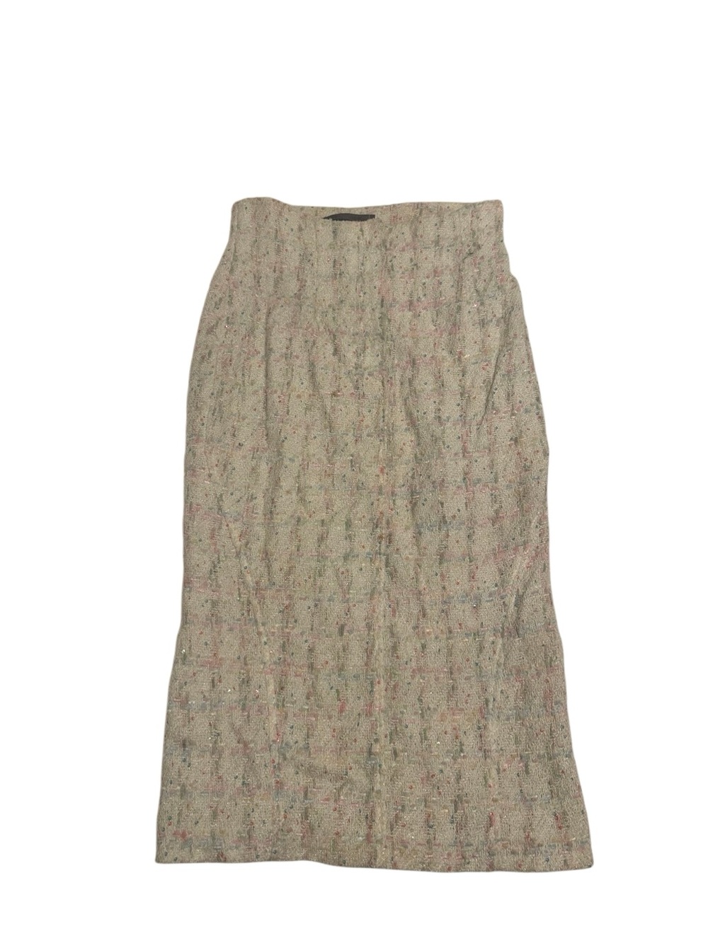 TREND Les Copains Beige Tweed Pencil Skirt with Subtle Flecking
